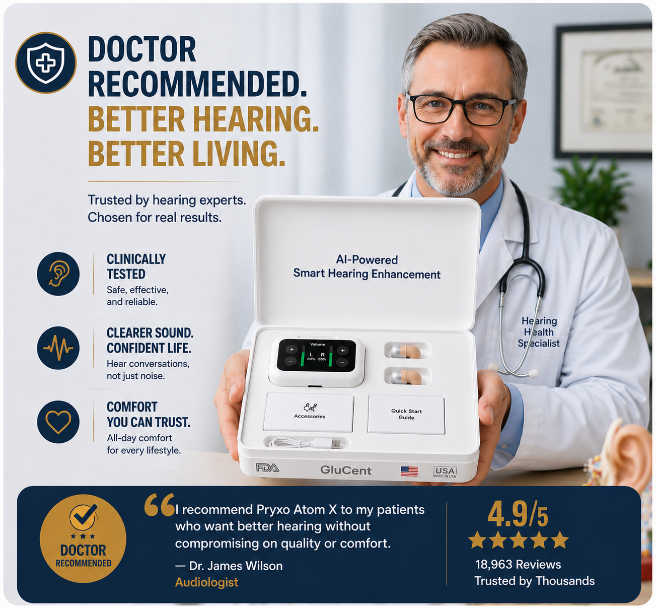 🔥 Final 2 Hours : Only Limited Stock Left🏆GluCent® Atom X Smart Hearing Aids - Hear Clearly, Feel Confident Again 💖(Mayo Clinic Recommended）
