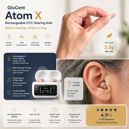 🔥 Final 2 Hours : Only Limited Stock Left🏆GluCent® Atom X Smart Hearing Aids - Hear Clearly, Feel Confident Again 💖(Mayo Clinic Recommended）